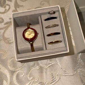 Michael Kors Mini Izzy Pave Gold-Tone Watch and Interchangeable Bezel Set